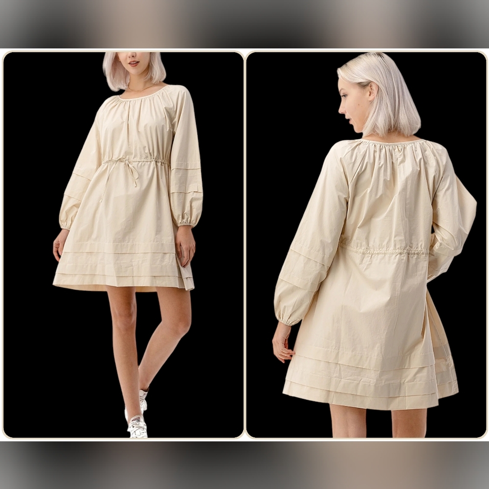Ice Bird Long Sleeves Trendy Dress Size Small Color Cream NWT